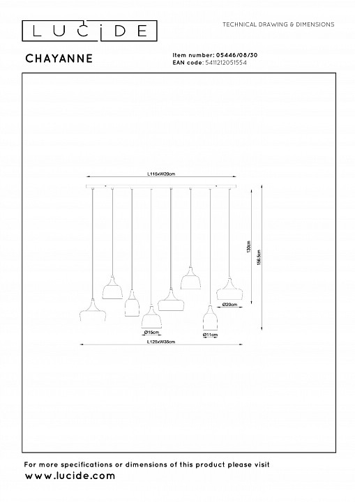 Подвесной светильник lucide chayanne 5446/08/30