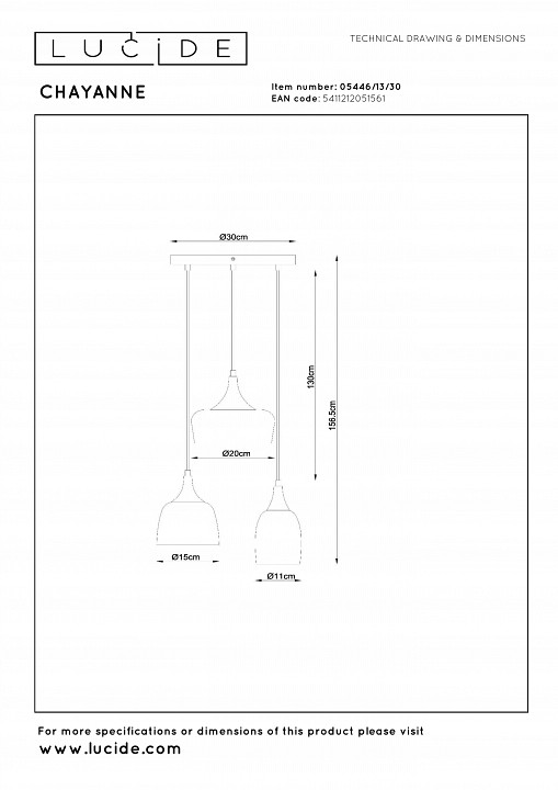 Подвесной светильник lucide chayanne 05446/13/30