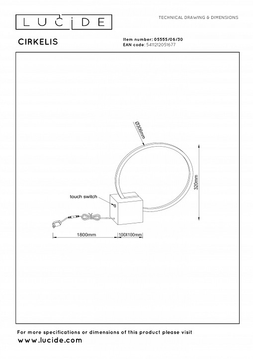 Настольная лампа декоративная lucide cirkelis 5555/06/30