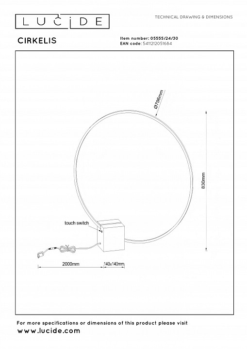 Торшер lucide cirkelis 05555/24/30