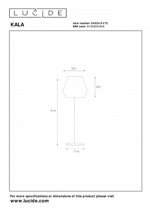 Настольная лампа декоративная lucide kala 06524/01/73