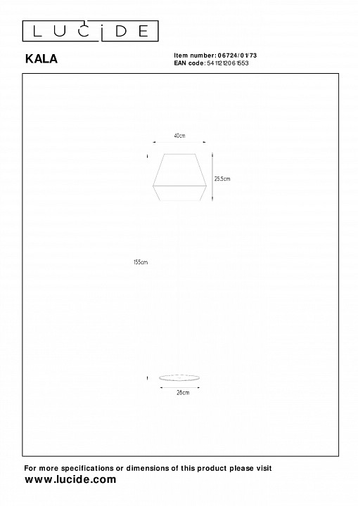Торшер lucide kala 06724/01/73