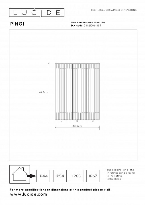 Наземный низкий светильник lucide pingi 06822/62/30