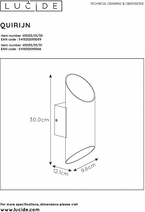 Бра lucide quirijn 09233/01/30