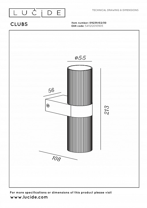 Светильник на штанге lucide clubs 09239/02/30