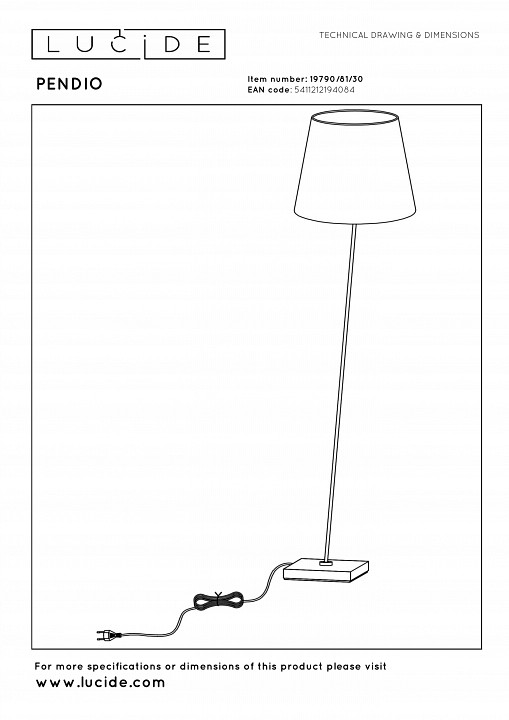 Торшер lucide pendio 19790/81/30