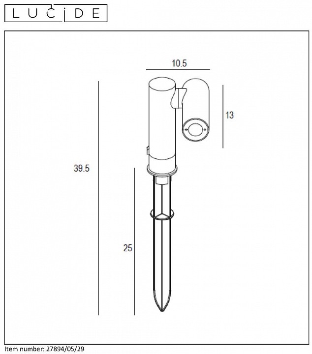 Наземный низкий светильник lucide tatum 27894/05/29