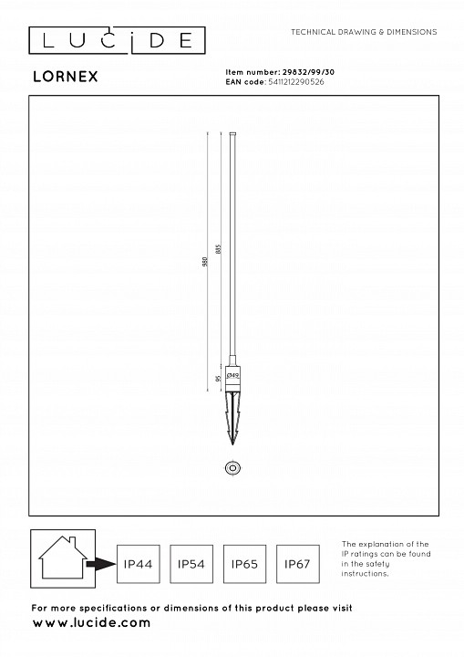 Наземный низкий светильник lucide lornex 29832/99/30