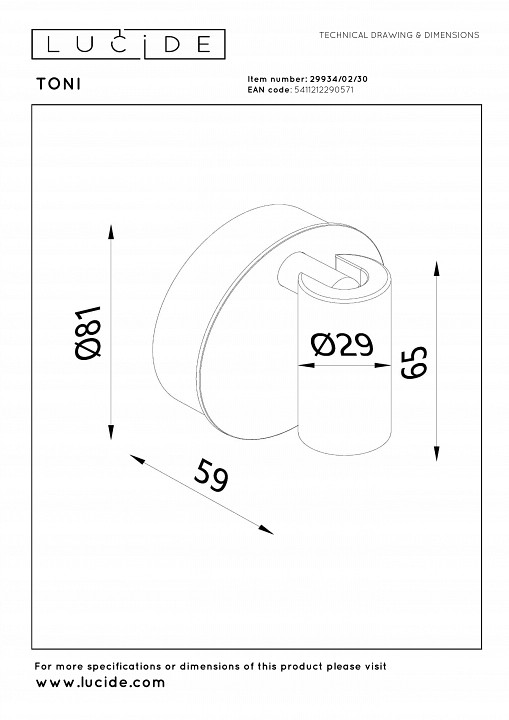 Бра lucide toni 29934/02/30