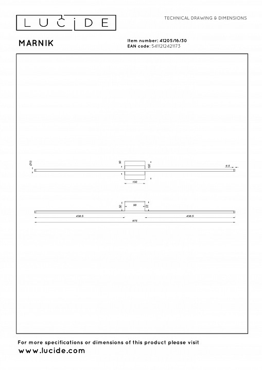 Накладной светильник lucide marnik 41205/16/30