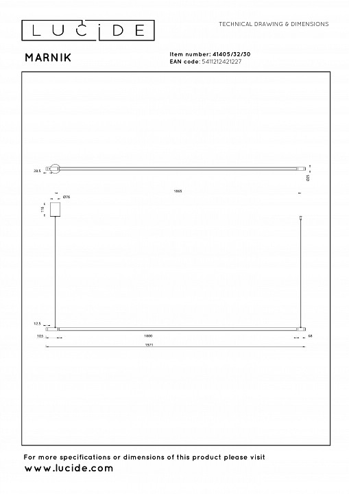 Подвесной светильник lucide marnik 41405/32/30