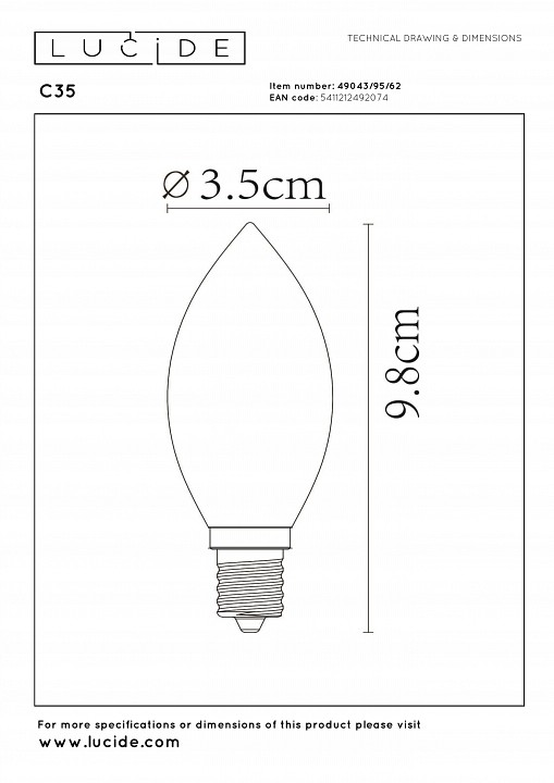 Лампа светодиодная lucide 49043/95/62