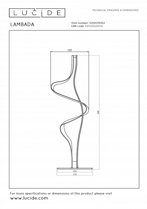 Настольная лампа декоративная lucide lambada 52501/19/02