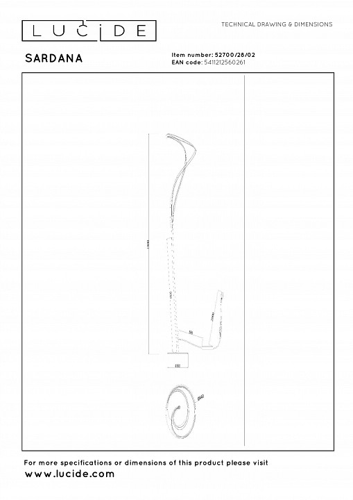 Торшер lucide sardana 52700/28/02