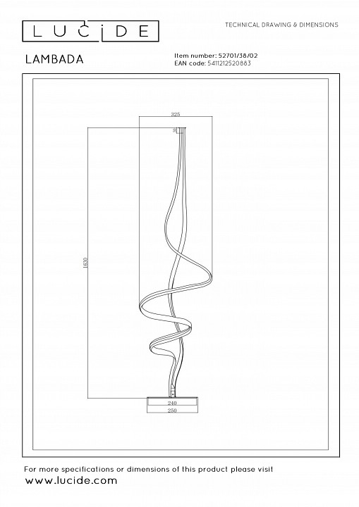 Торшер lucide lambada 52701/38/02