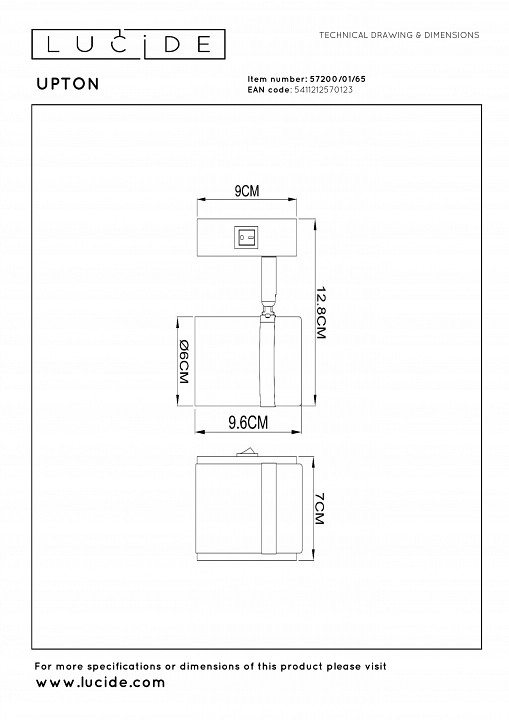 Бра lucide upton 57200/01/65