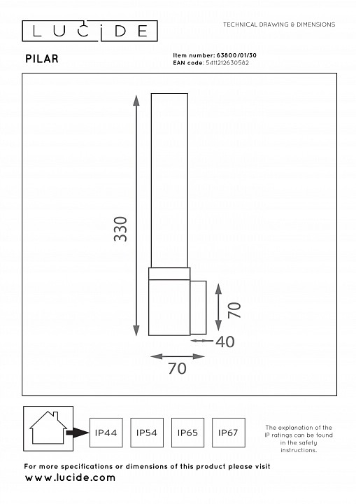 Бра lucide pilar 2767/12/31