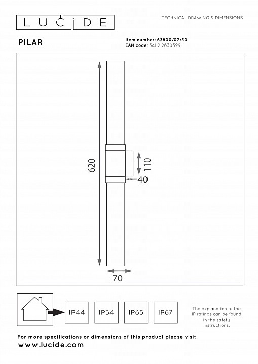 Бра lucide pilar 63800/02/30