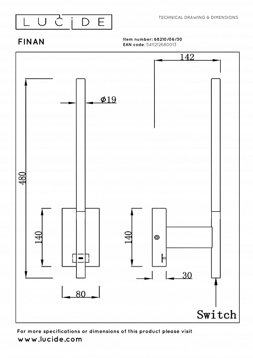 Бра lucide pilar 2767/12/31