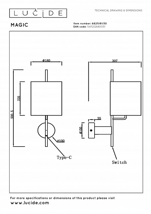 Бра lucide magic 68211/81/30