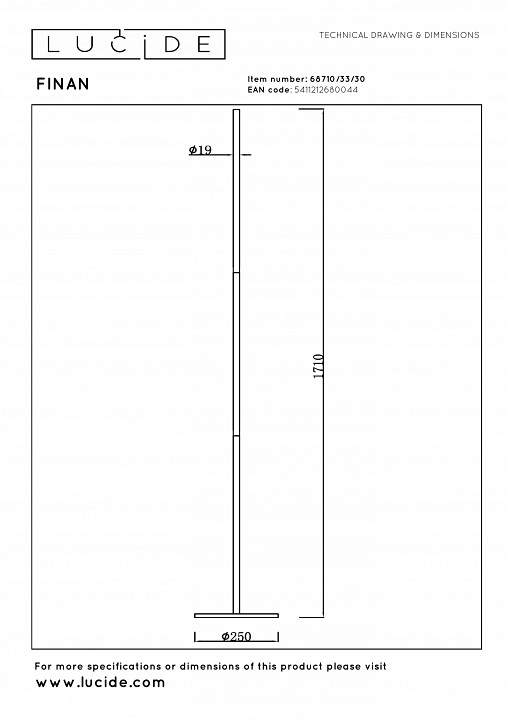 Торшер lucide finan 68710/33/30