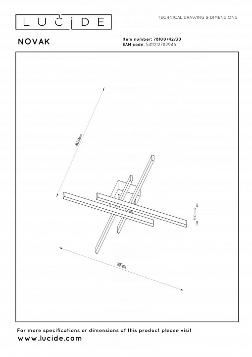 Потолочная люстра lucide novak 78100/42/30