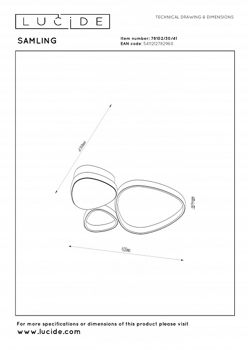 Потолочная люстра lucide samling 78102/30/41