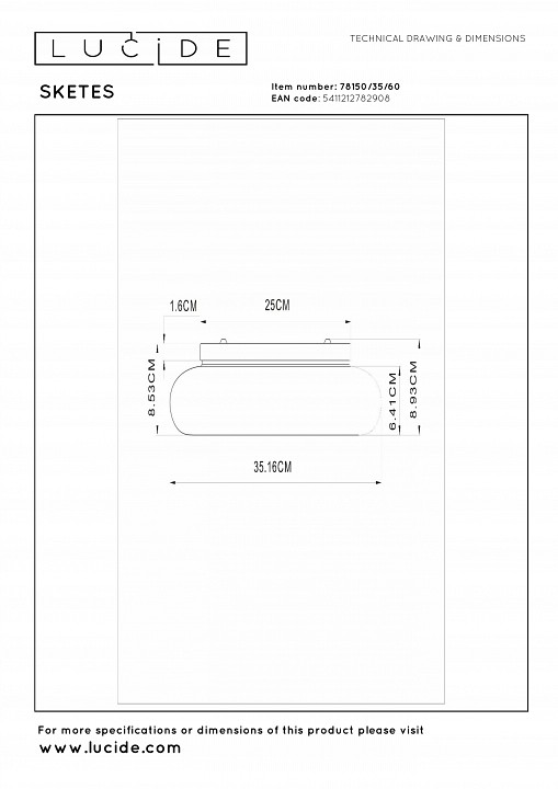Накладной светильник lucide sketes 78150/35/60