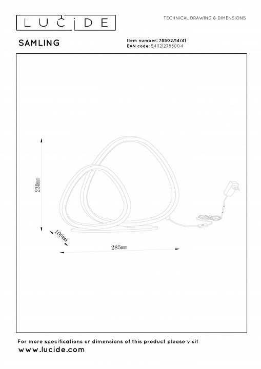 Настольная лампа декоративная lucide samling 78502/14/41