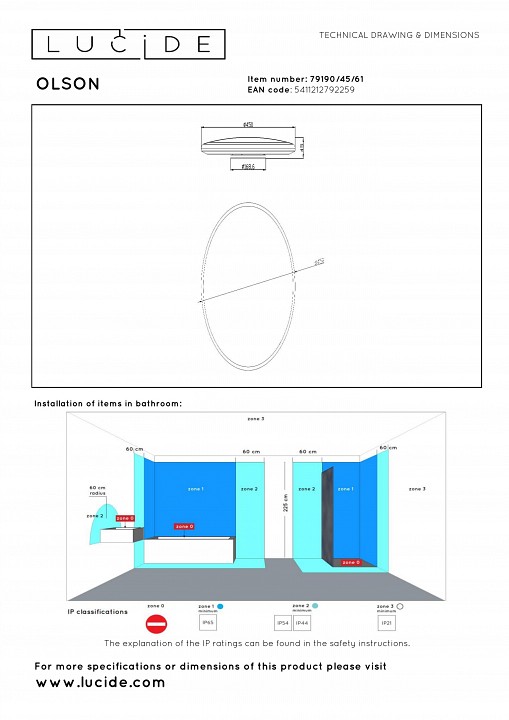 Накладной светильник lucide olson 79190/45/61