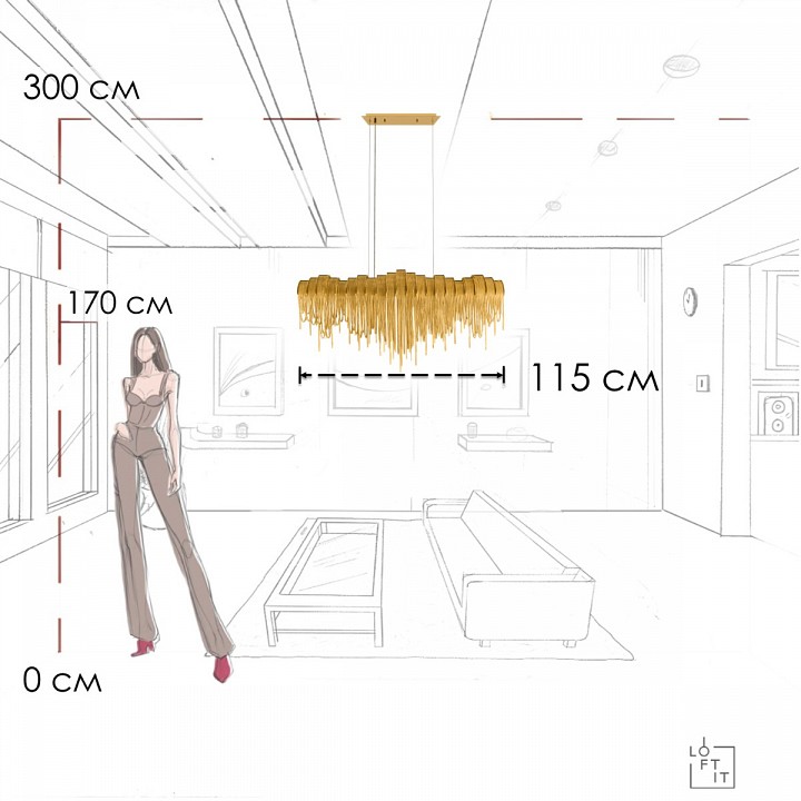 Подвесная люстра loft it volver 10404/1150l gd