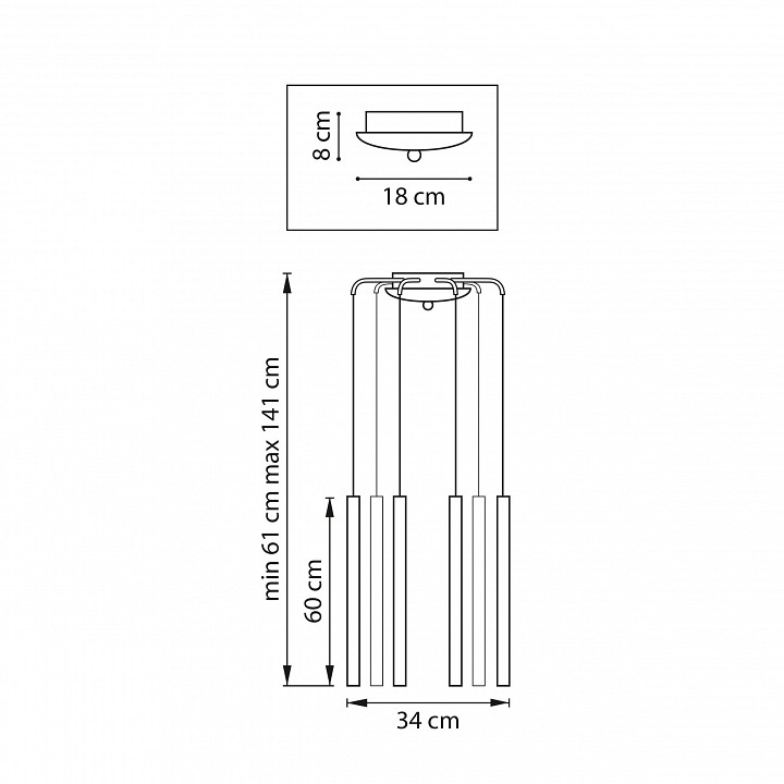 Подвесная люстра lightstar tubo l8t747343