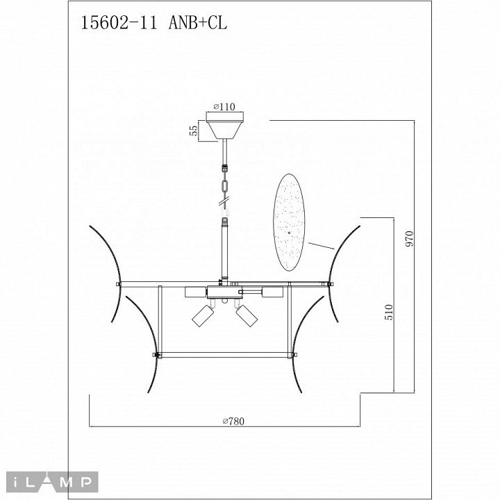 Подвесной светильник ilamp gramercy 15602-11 anb+cl