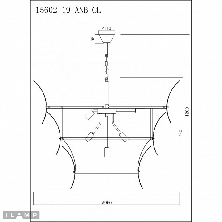 Подвесной светильник ilamp gramercy 15602-19 anb+cl