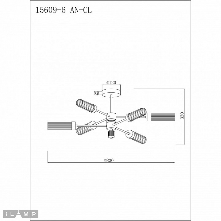 Люстра на штанге ilamp evolution 15609-6 an+cl
