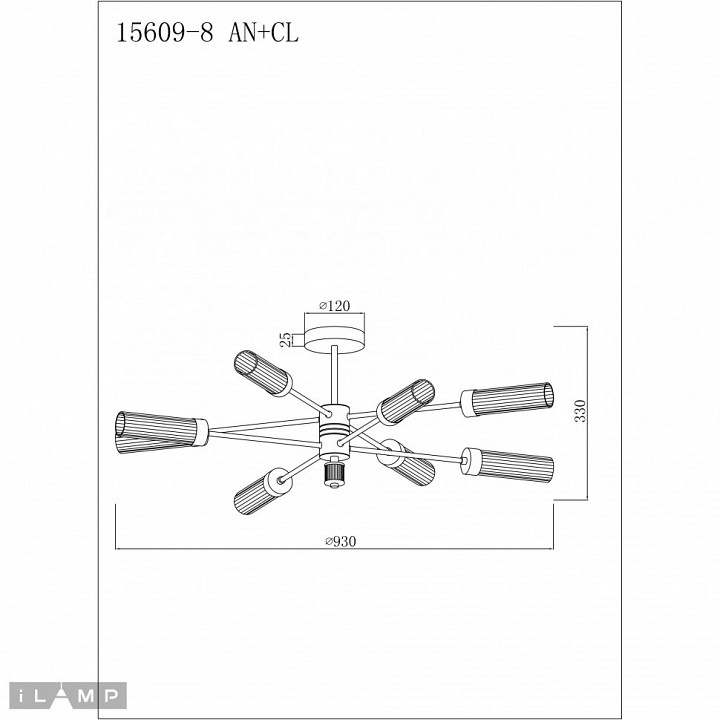 Люстра на штанге ilamp evolution 15609-8 an+cl