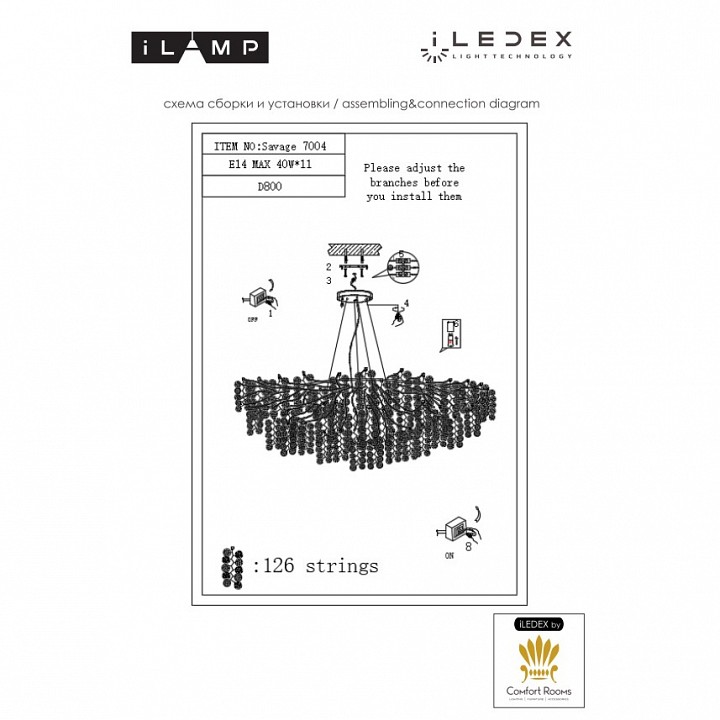 Подвесная люстра ilamp savage 7004-d800 gd