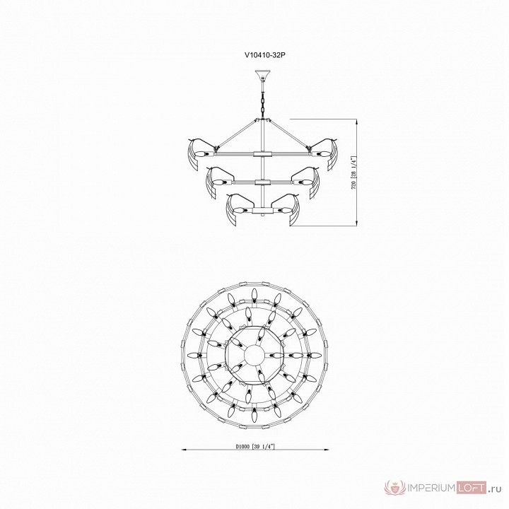 Подвесная люстра moderli justine md_v10410-32p base_v10410-32p glass, V10410-32p base+v10410-32p glass, Ут000035371
