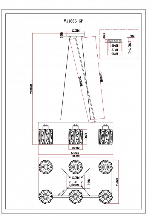 Подвесная люстра moderli prismique v11686-6p