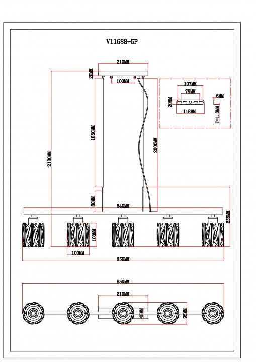 Подвесная люстра moderli prismique v11688-5p