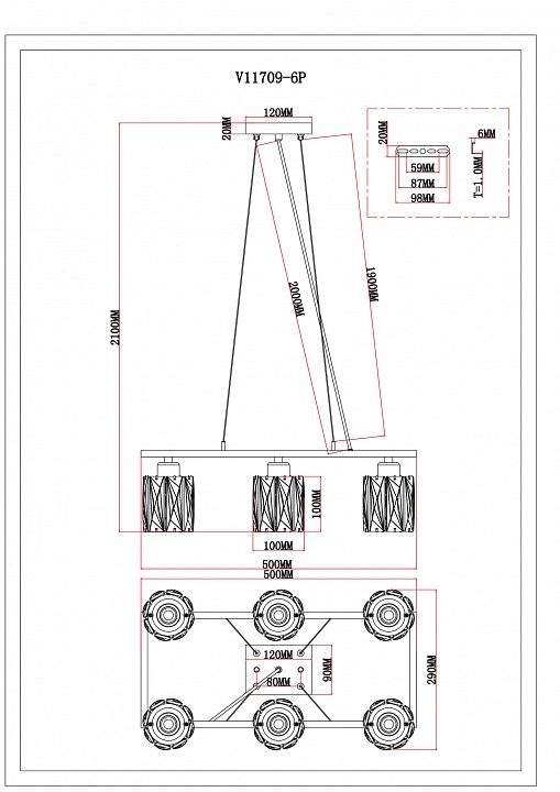 Подвесная люстра moderli prismique v11709-6p