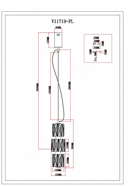 Подвесной светильник moderli prismique v11719-pl