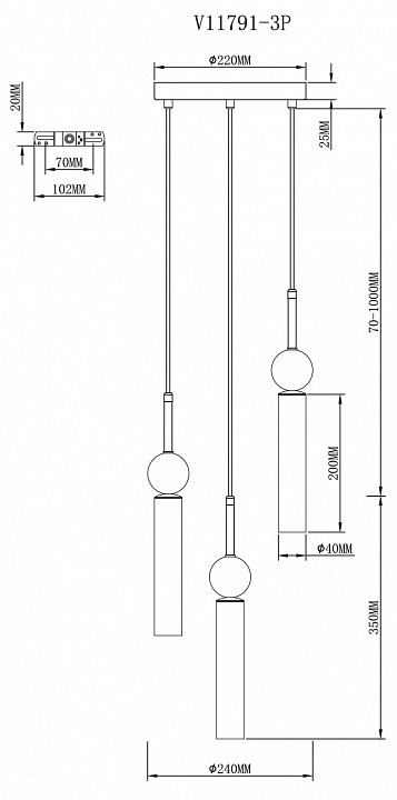 Подвесной светильник moderli illis v11791-3p