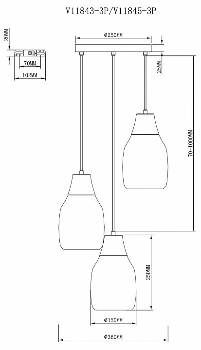Подвесной светильник moderli adalina v11845-3p