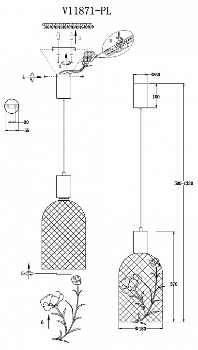 Подвесной светильник moderli ophelia v11871-pl