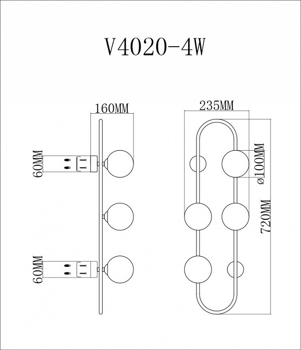 Накладной светильник moderli krona v4020-4w