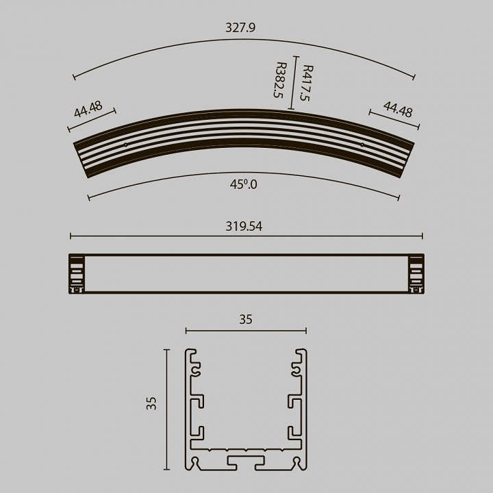 Профиль накладной maytoni led strip alm-3535r-b-d-45°-0.8m