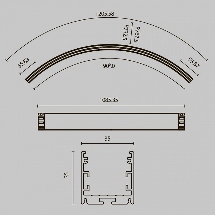 Профиль накладной maytoni led strip alm-3535r-b-d-90°-1.5m
