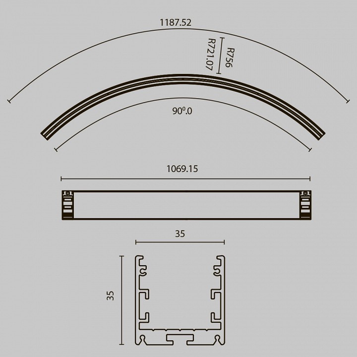 Профиль накладной maytoni led strip alm-3535r-b-in-90°-1.5m