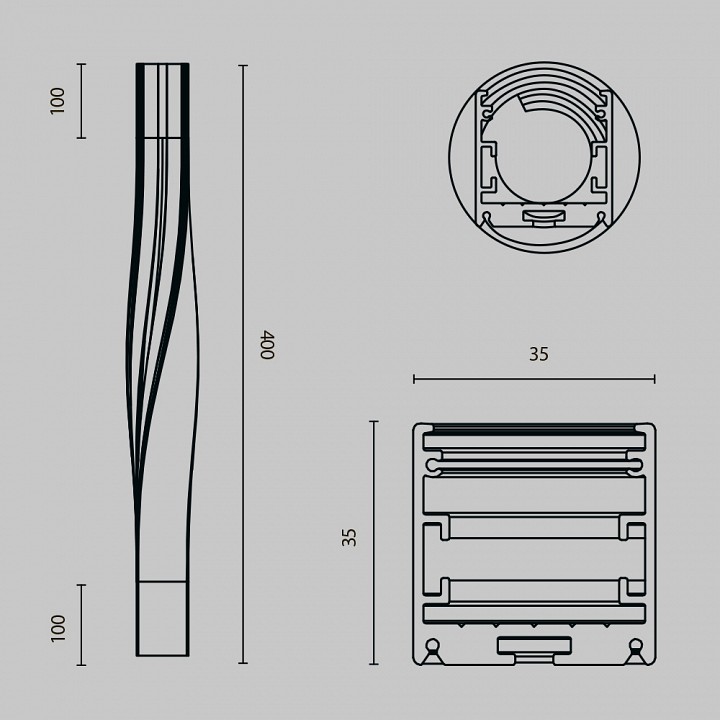 Профиль накладной maytoni led strip alm-3535r-b-tr-90°-0.4m